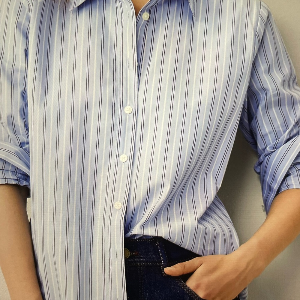 Blue Striped Button-Up Shirt